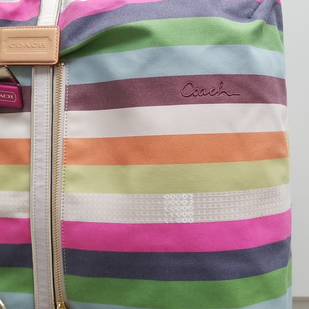 Coach Legacy Stripe Tote Y2K Extra Large Brand New Rainbow Hues - Picture 5 of 16